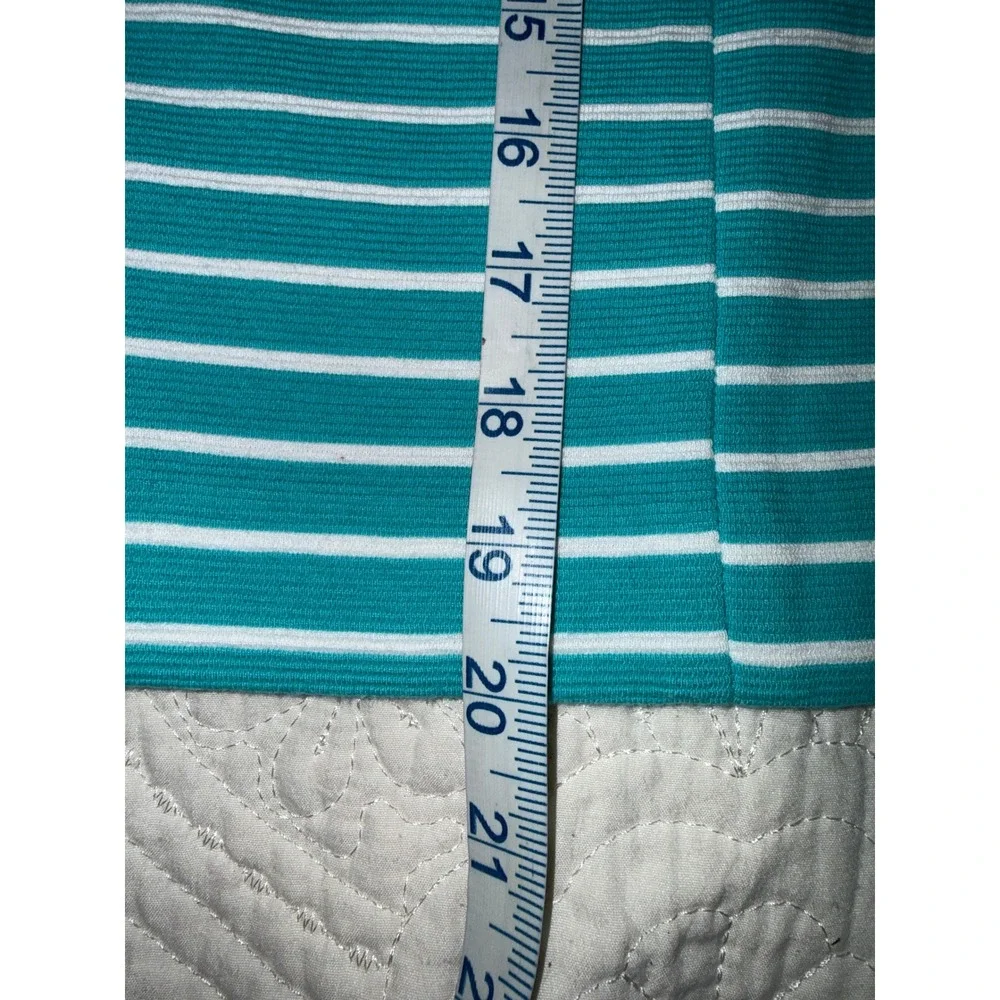 Talbots A-Line‎ Skirt Womens 8P Teal White Striped Pockets Back Zip cottagecore